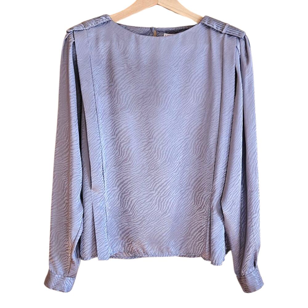 TESS Paris-Milano Light Grey Animal Print Blouse Women's Size 12